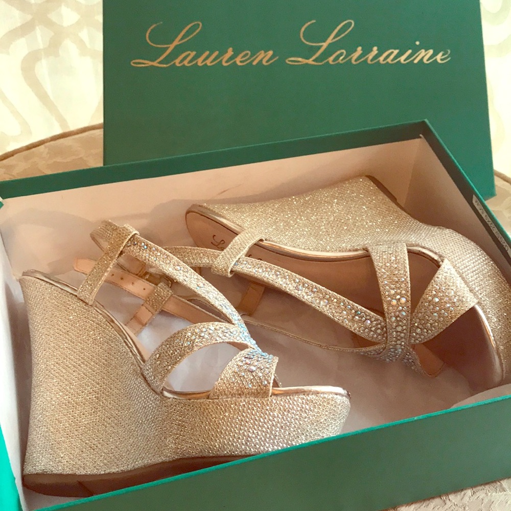 Lauren Lorraine Sparkle Wedge Sandal